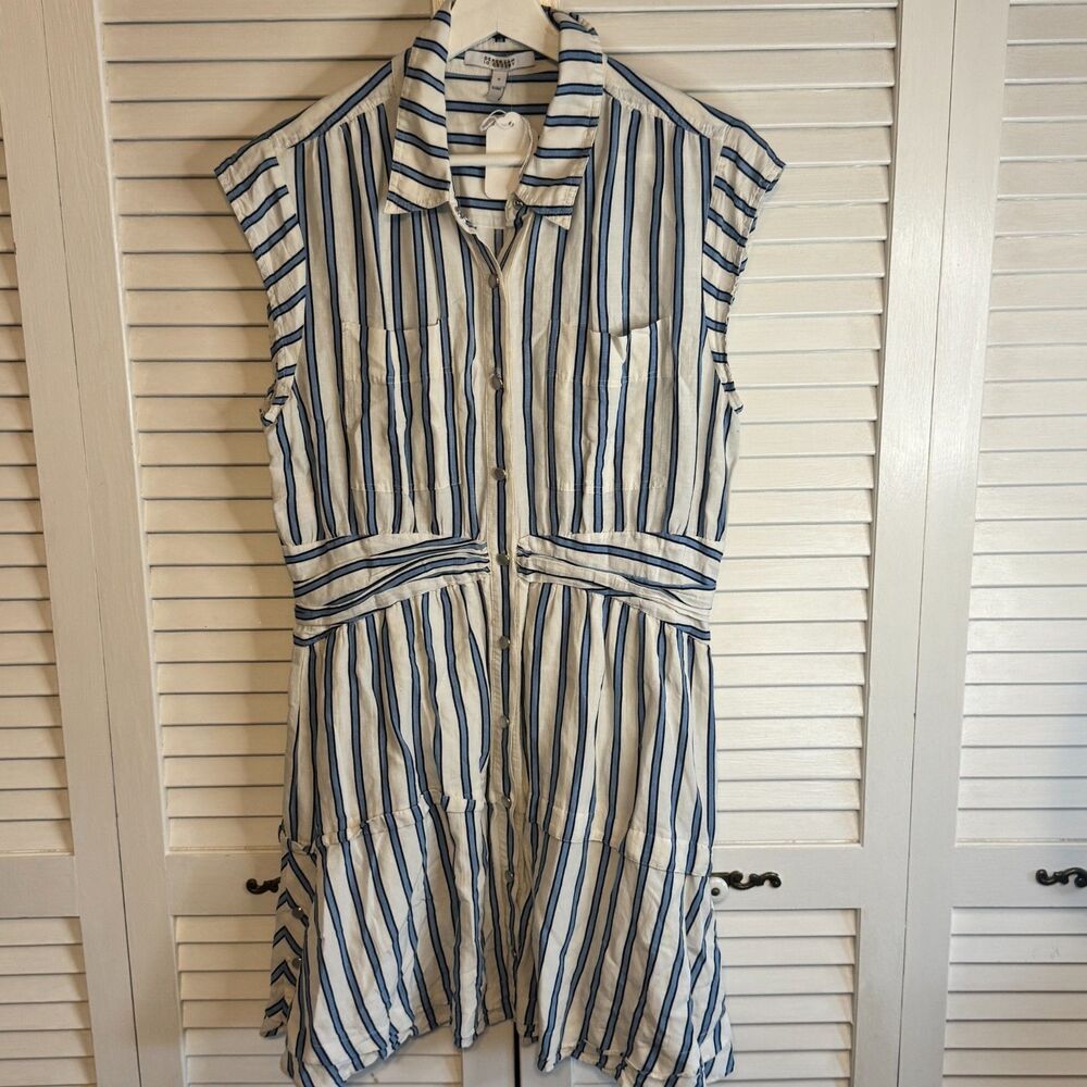 DEREK LAM 10 CROSBY STRIPED‎ BUTTON DOWN PREPPY ACADEMIA COSTAL DRESS SZ 12